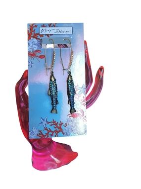Betsey Johnson Mermaid Jewels Sardine Fish Drop Earrings